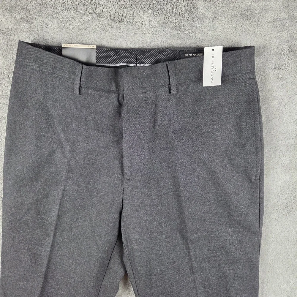 NWT Banana Republic Aiden Slim Charcoal Gray Dress Pants Mens 31x30 Stretch